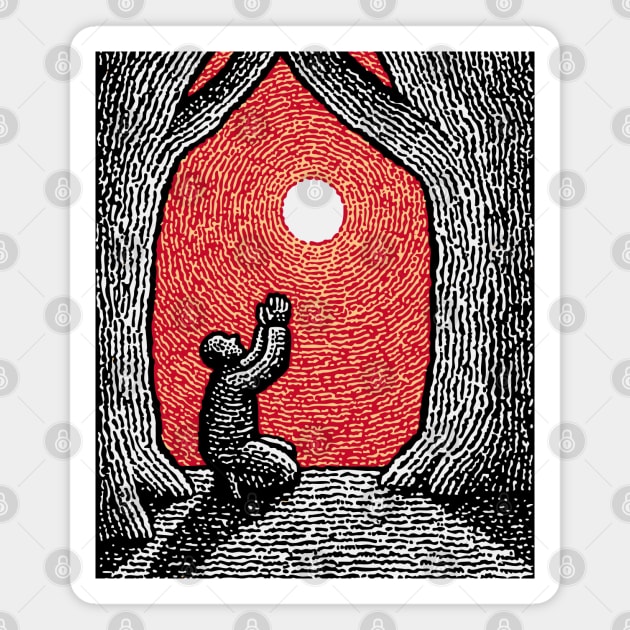 Spiritual Folk Art - A Quiet, Hopeful Prayer Magnet by TuncGK